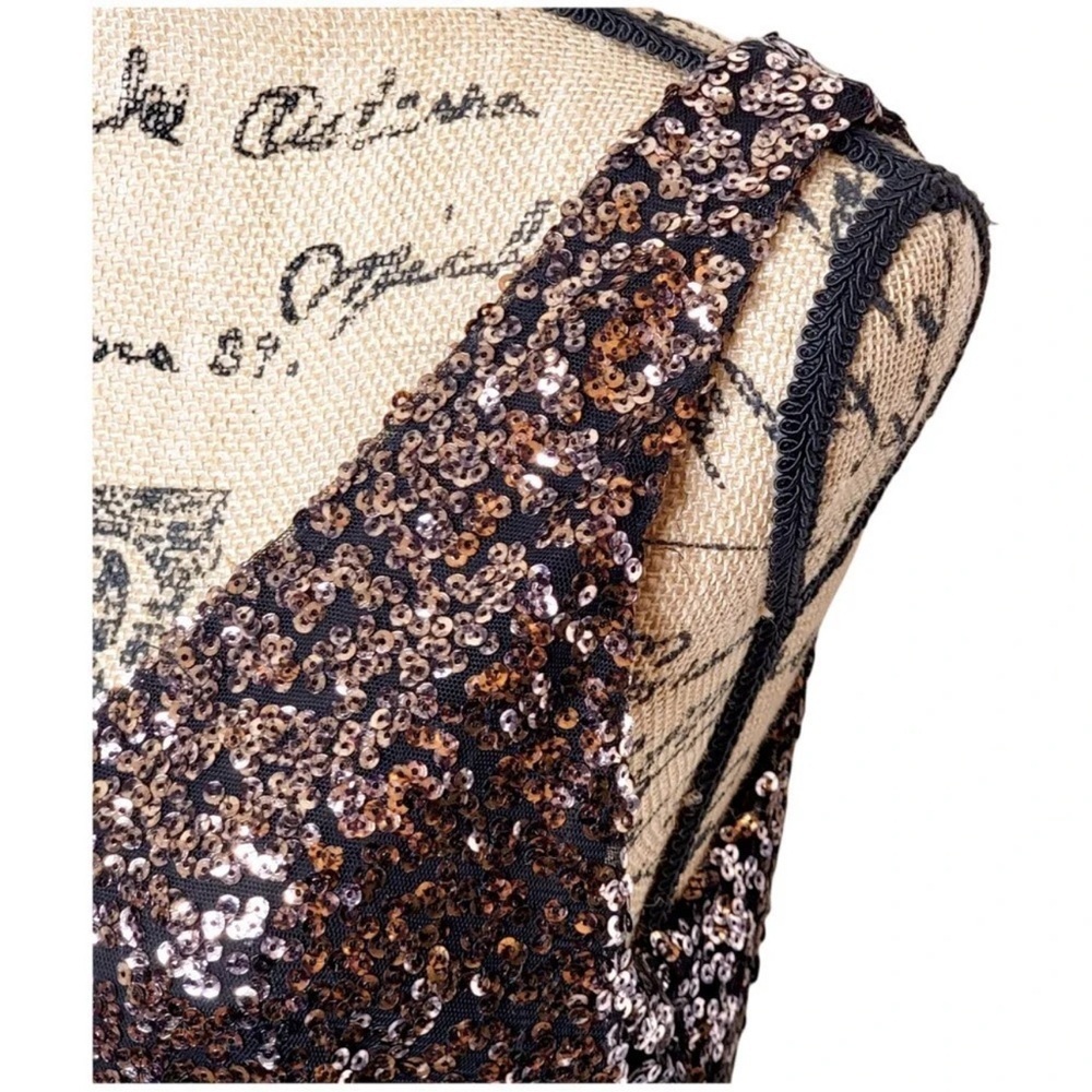 ONE LOVE CLOTHING Women's Regular Bronze Sequin Chiffon Dressy Tank Size Small - Picture 5 of 7